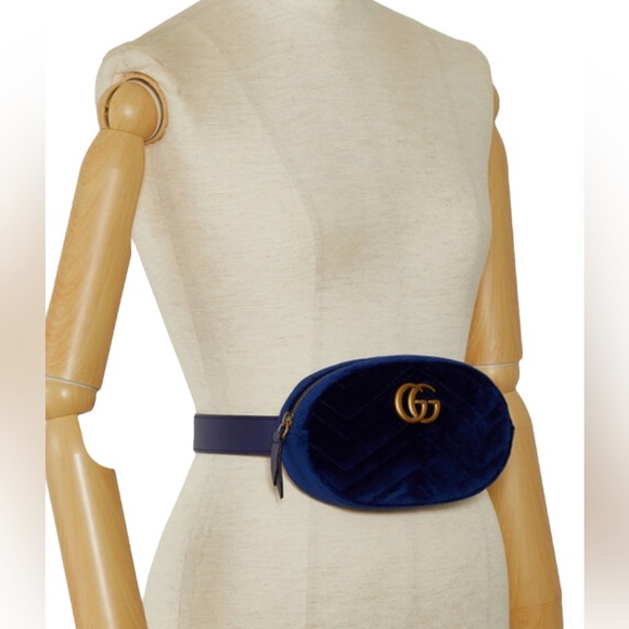 Gucci GG Marmont Matelasse Blue Velvet Belt Bag. Like New! With Box & Dustbag! - Picture 2 of 14